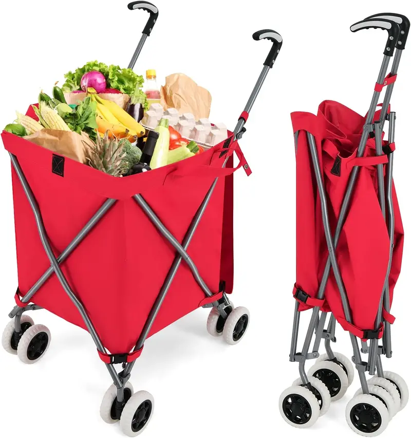 Versatile Foldable Grocery Trolley – Removable Oxford Fabric Liner & Quiet, Smooth-Rolling Casters