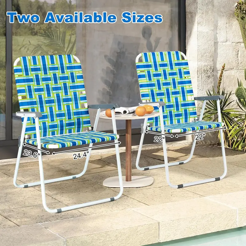 VINGLI Portable Webbed Lawn Chairs – 2-Pack Lightweight Folding Beach and Backyard Seating