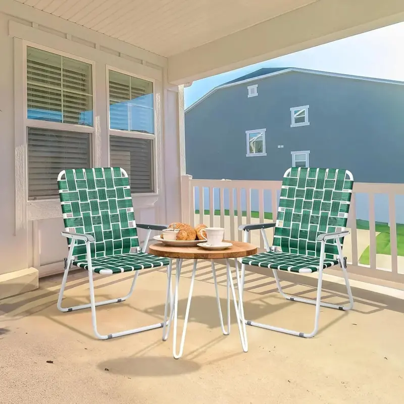 VINGLI Portable Webbed Lawn Chairs – 2-Pack Lightweight Folding Beach and Backyard Seating