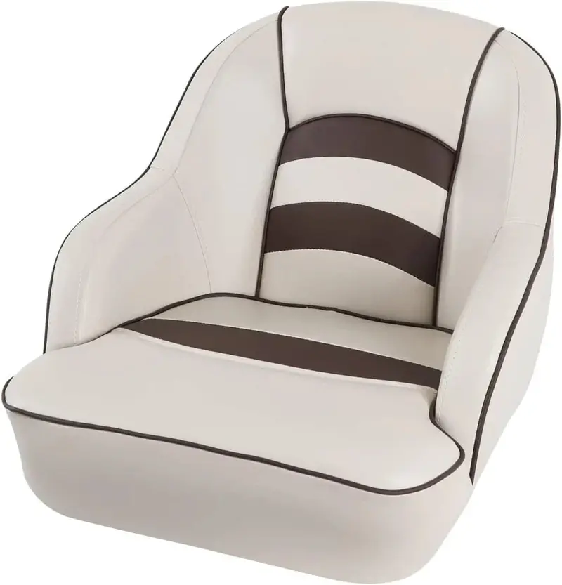 White-and-Blue Molded Plastic Pontoon Boat Seat – Durable Bucket-Style Marine Seating 2