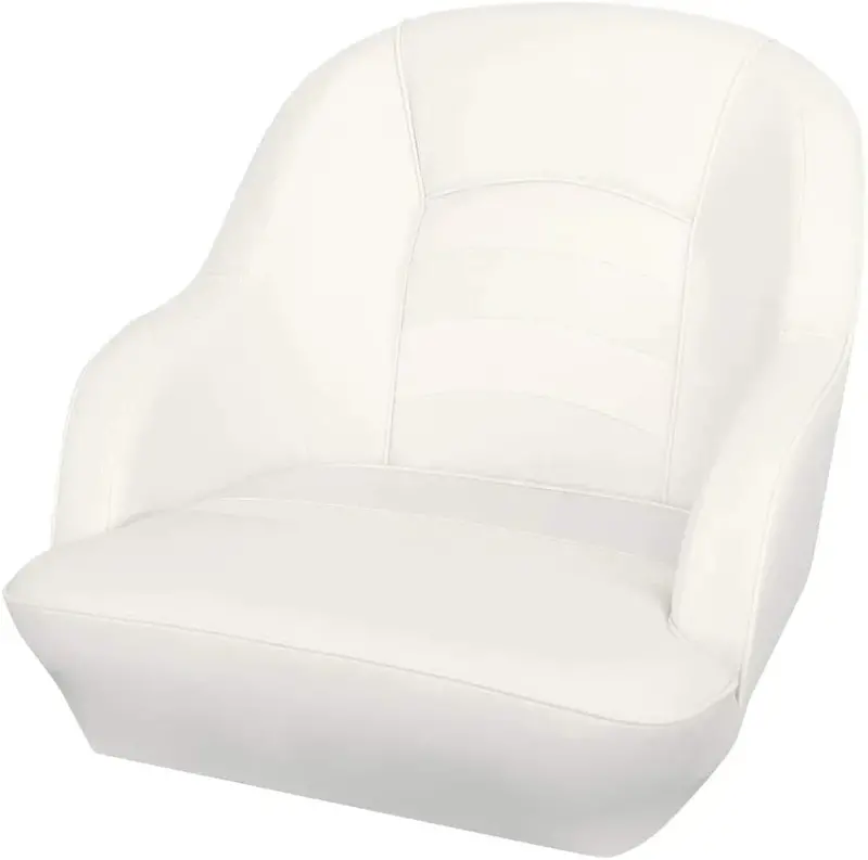White-and-Blue Molded Plastic Pontoon Boat Seat – Durable Bucket-Style Marine Seating