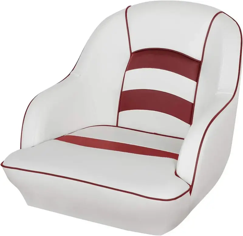 White-and-Blue Molded Plastic Pontoon Boat Seat – Durable Bucket-Style Marine Seating
