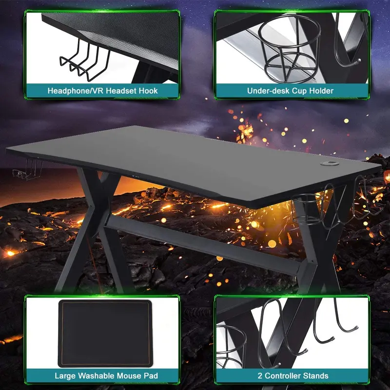 X-Frame Esports Desk and PVC Racing Chair Combo for Competitive Gaming