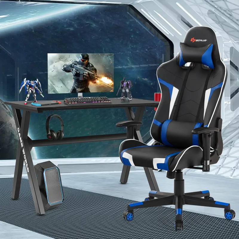 X-Frame Esports Desk and PVC Racing Chair Combo for Competitive Gaming 2