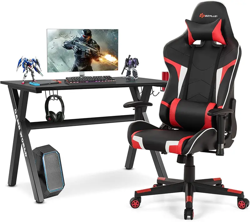 X-Frame Esports Desk and PVC Racing Chair Combo for Competitive Gaming