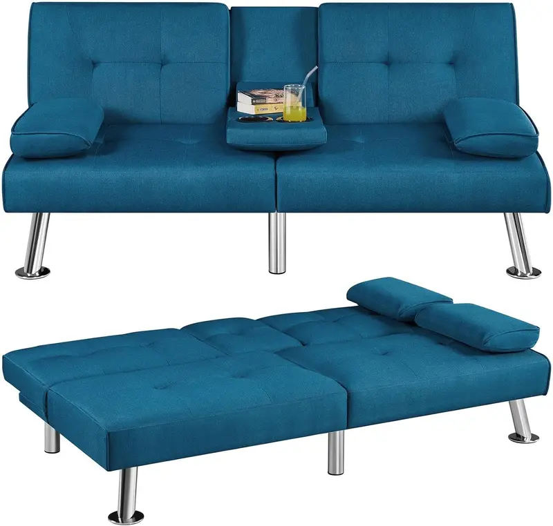Yaheetech Reversible Faux Leather Loveseat – Folding Sofa Bed with 3 Recline Positions 2