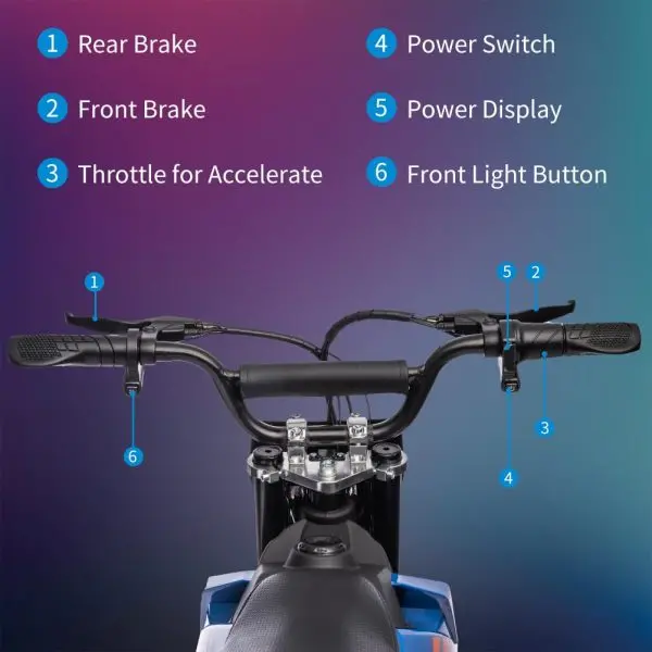 Youth Off-Road Electric Bike – 36V, 350W Brushless Motor, 175 lb Load Capacity (Blue)